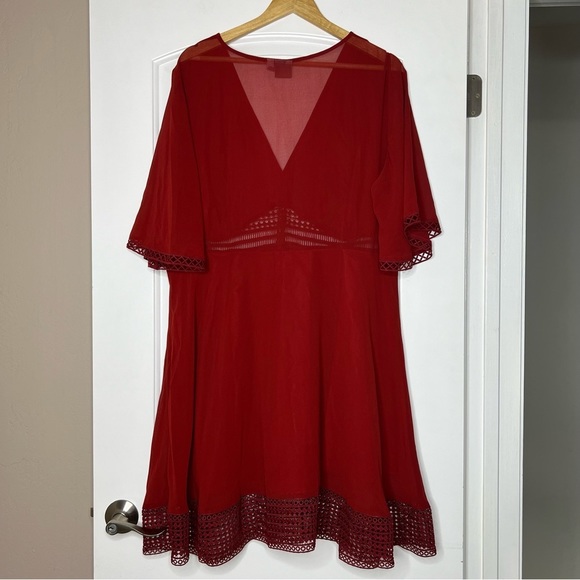ASOS DESIGN dark red Curve mini tea dress size 16 - Picture 14 of 14